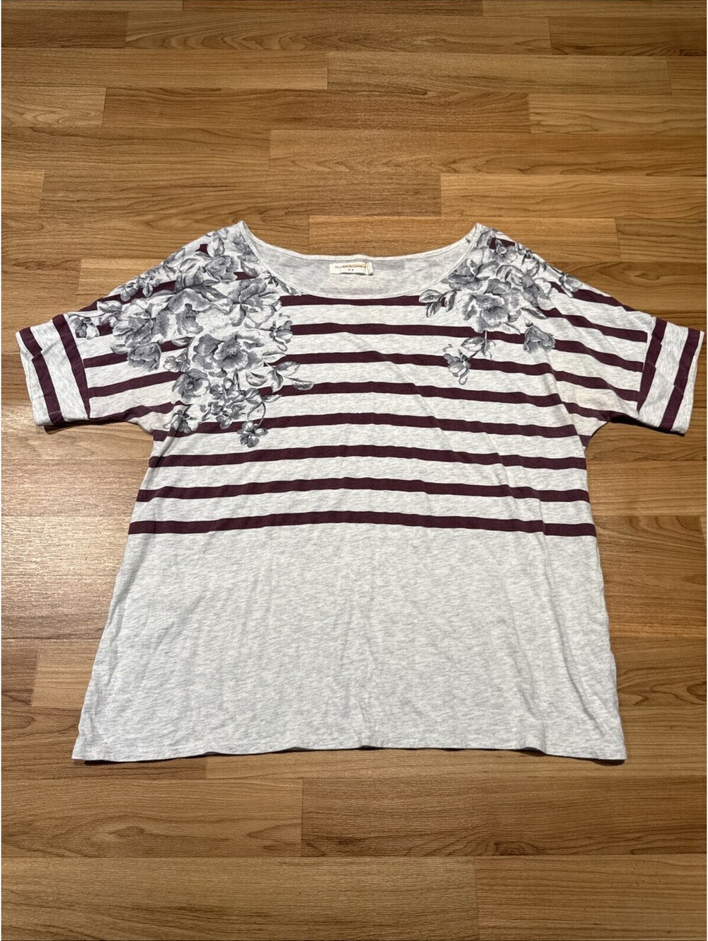 Anthropologie Pilcro & the Letterpress Striped Floral Casual Top Shirt Sz M